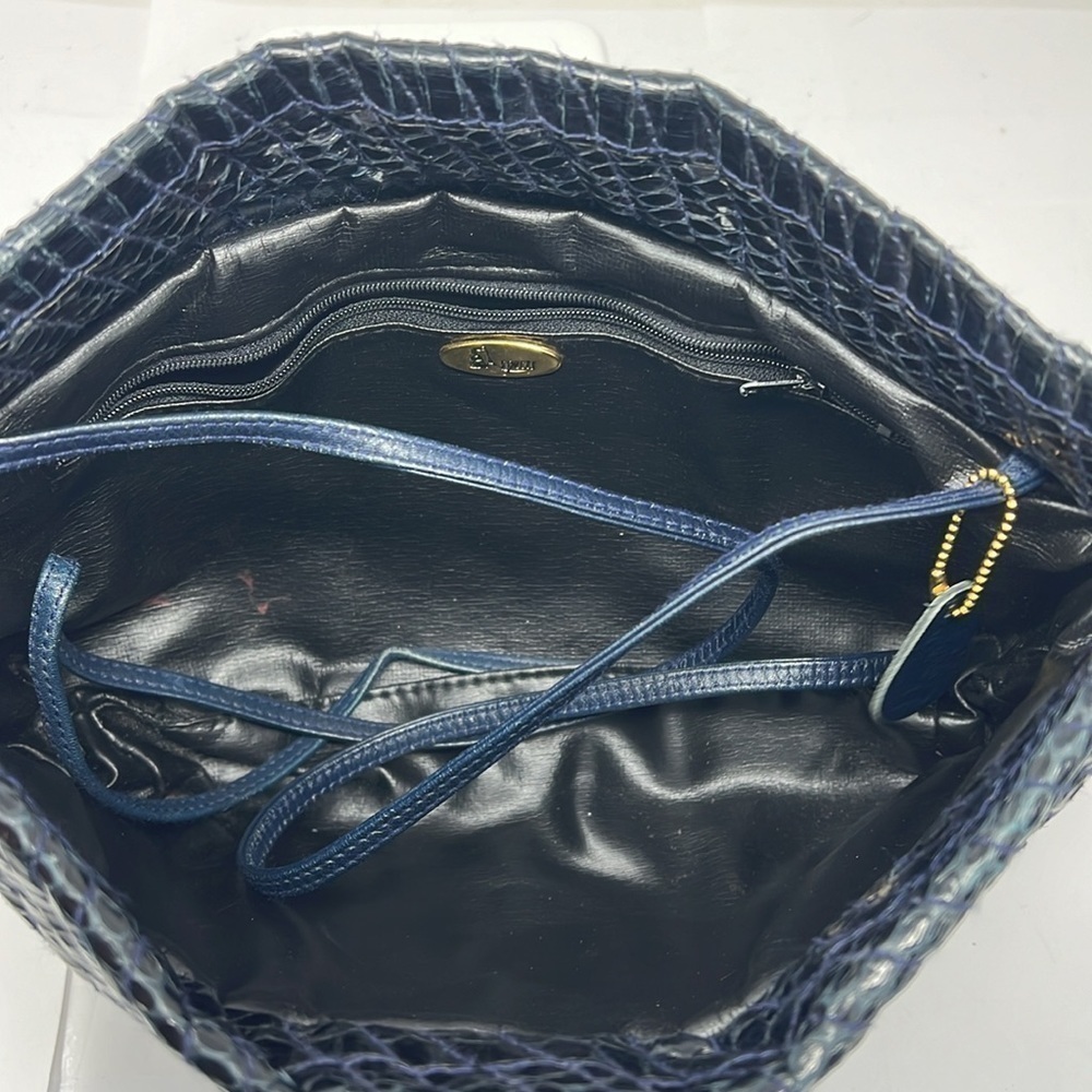 Aspects Navy Blue Python Snakeskin Clutch Shoulde… - image 9